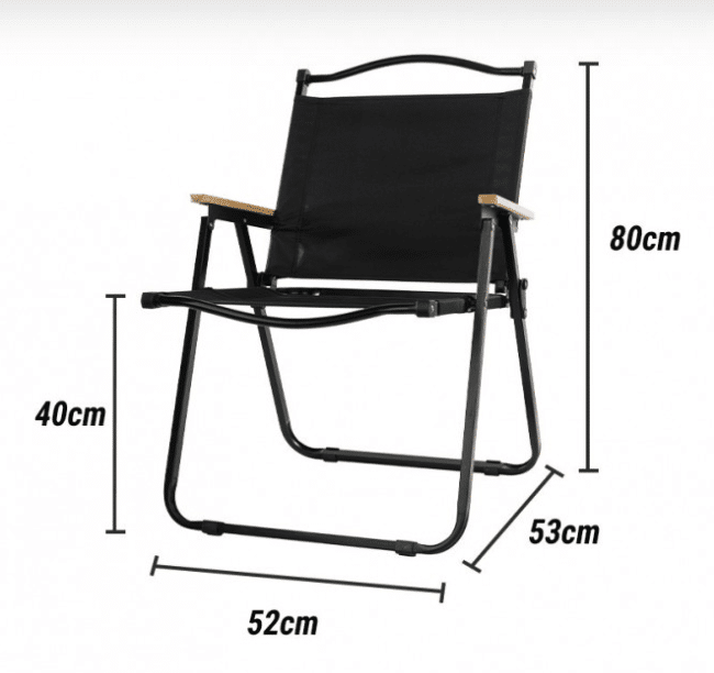 Scaun pliabil negru, cadru metalic, șezut confortabil – 80 × 52 × 53 cm
