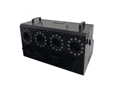 Mașină Profesională de Baloane cu Fum – 4 Duze, DMX 8 Canale, LED RGB, Telecomandă Wireless, 1500W