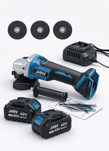 Polizor Unghiular Flex JRH cu 2 Acumulatori 3 discuri incluse, 115mm, 48V, Motor Brushless, Include 2 Baterii 48v, Încărcător și Valiză Transport