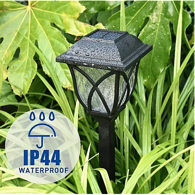 Set 6 lampi solare pentru gradina tip felinar negre