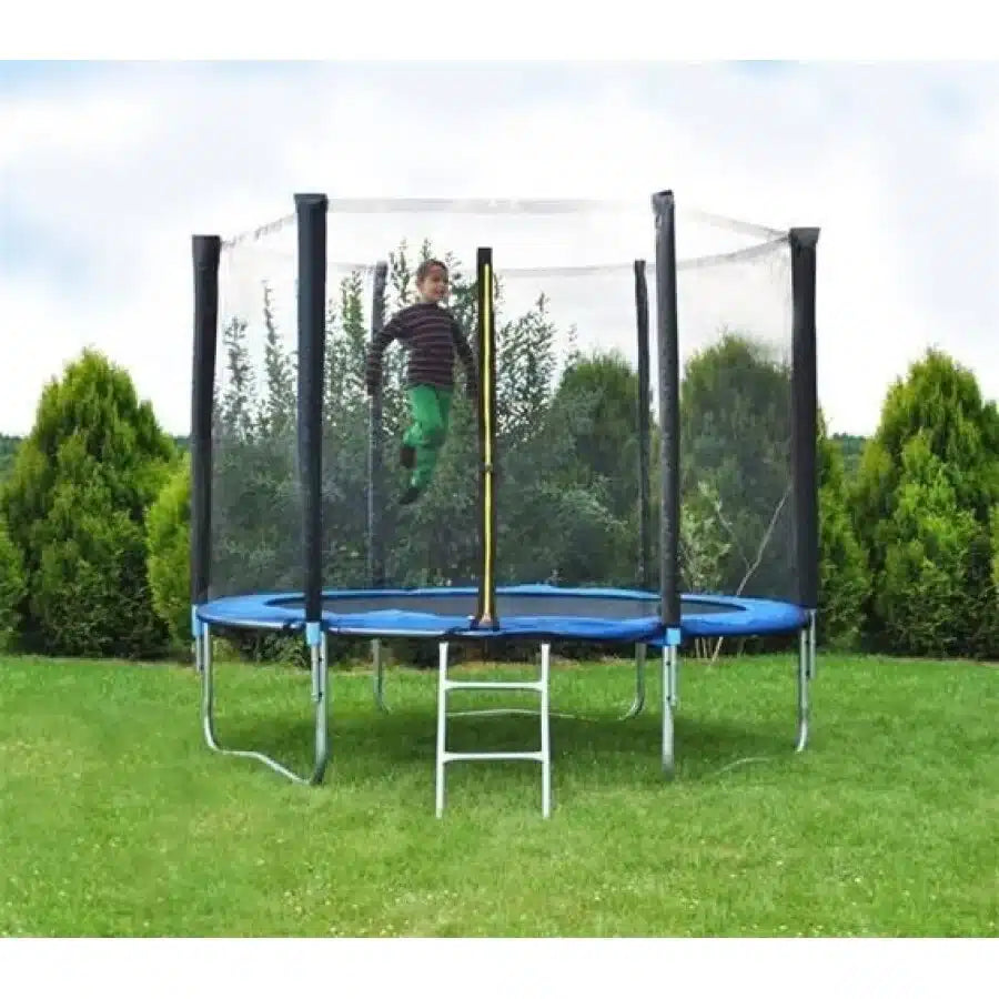 Trambulina 305 cm din Otel, cu Plasa de Protectie, Scara de Acces, Suporta pana la 150 de kg