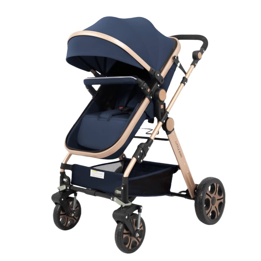 Carucior litle bird , cu suspensii , Albustru 2in1 transformabil landou-sport