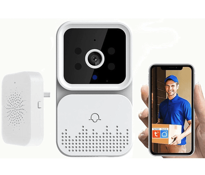 Sonerie inteligenta fara fir, distanta 30m, Wi-Fi, cu camera, schimbare de voce, stocare imagini in cloud, alb