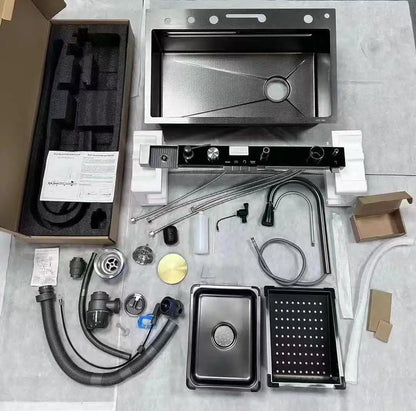 Chiuveta multifunctionala inox, cu led, gri 75×46 afisaj digital a temperaturii