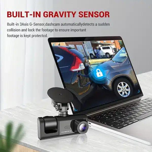 Camera auto tripla FullHD, 3 camere-fata/spate/interior, ecran 2”, G Senzor