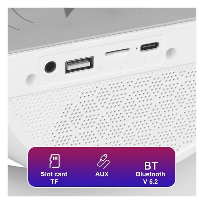 Boxa Multifunctionala G 3 in 1 JRH, Lampa LED RGB Smart, Boxa Bluetooth, Incarcator Telefon Wireless, Lumina RGB, Alb