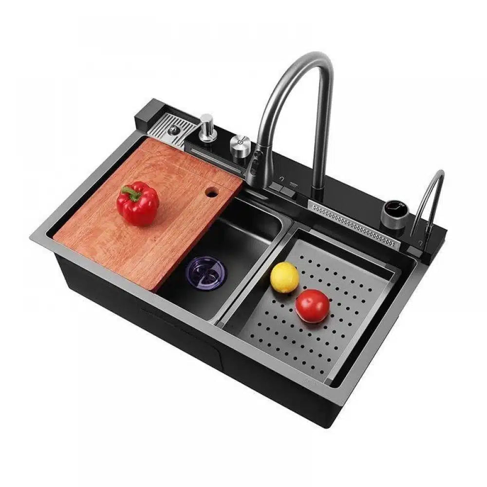 Chiuveta multifunctionala inox, cu led, gri 75×46 afisaj digital a temperaturii