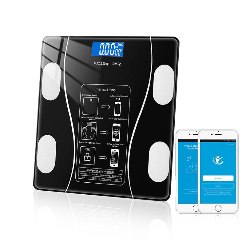Cantar Inteligent de Diagnostic Corporal din Sticla Securizata 4mm, 180kg, LCD, Bluetooth