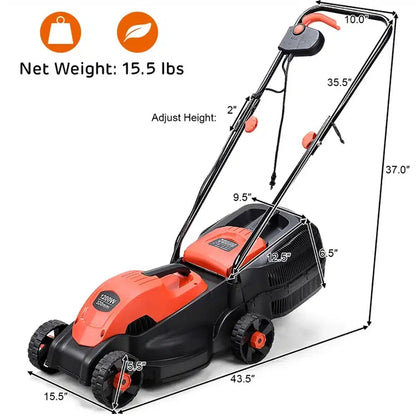 Masina de tuns iarba electrica Topcobe 1200W, cu sac colector, 35 cm latime de taiere – Ideala pentru gazon si curti mici