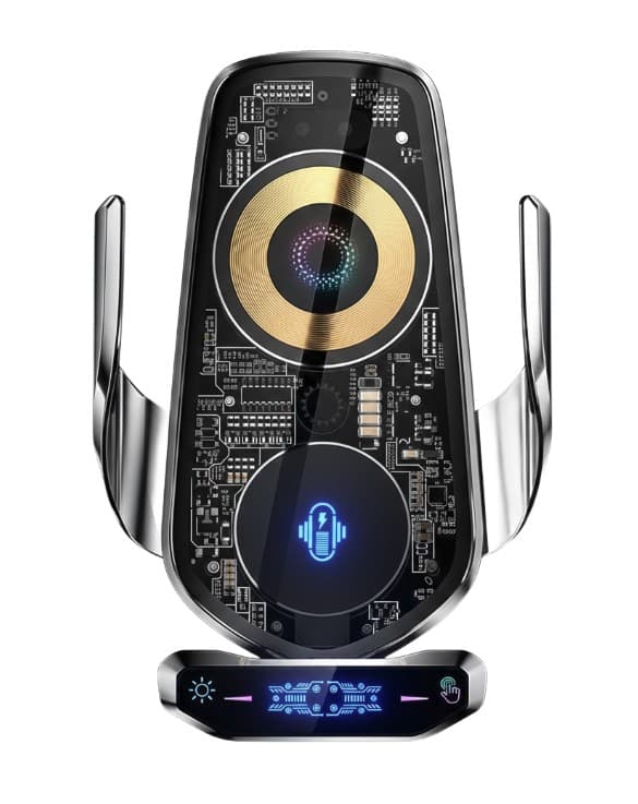 Incarcator telefon wireless cu support pentru masina, incarcare rapida 15w, model transparent.