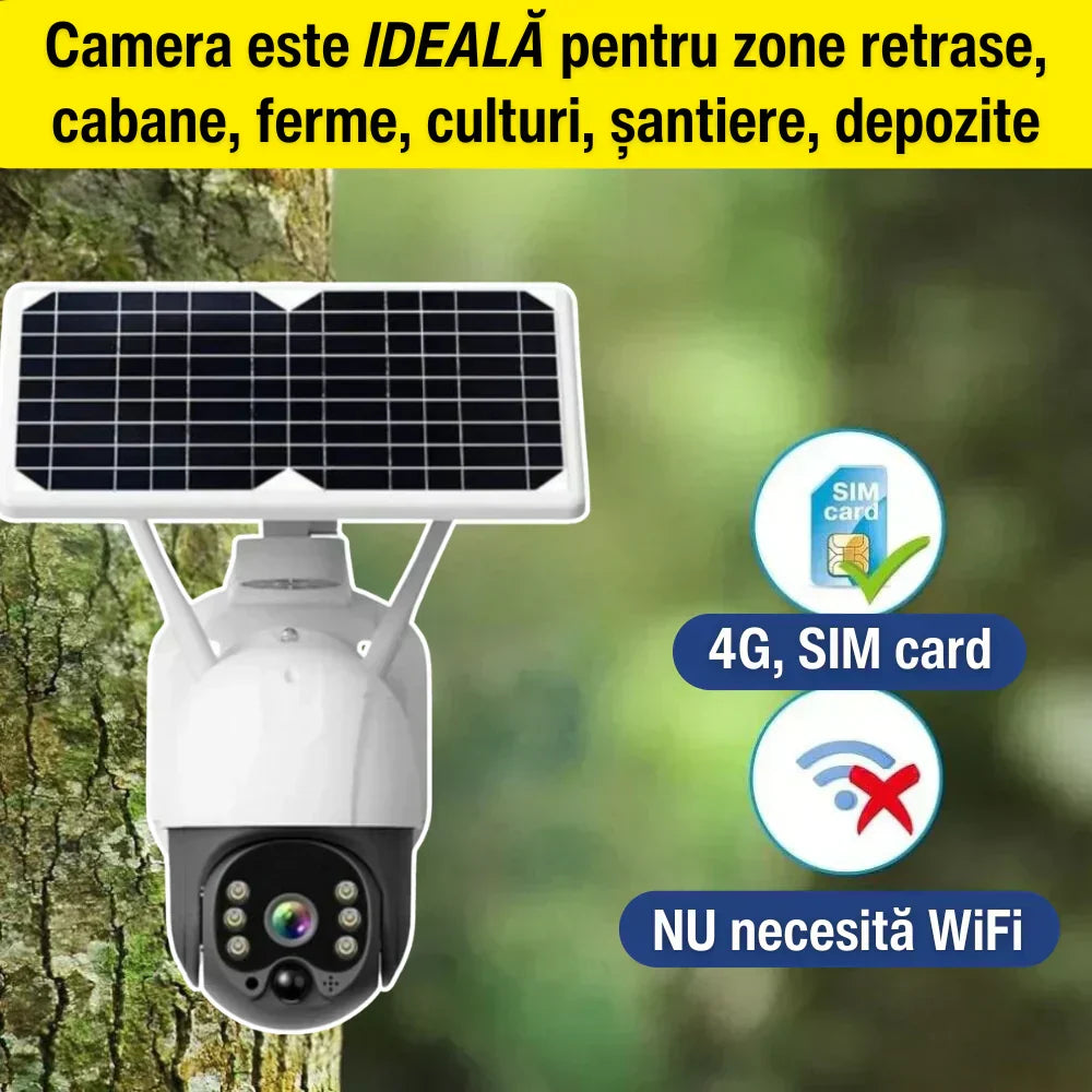 PACHET X 2 Camera Supraveghere LENSO Solara Cartela SIM 5 MP + CARD 128 GB