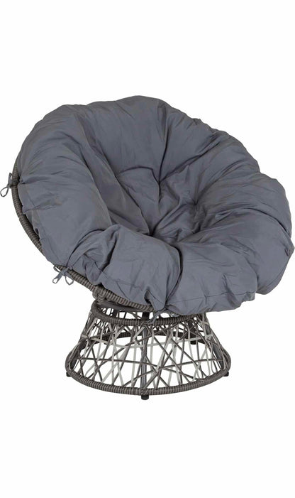 fotoliu de gradina,constructie din otel,material impletitura dinratan artificial, rotativ, perna de culoaregri deschis si negru,78 x 75 x 80 cm
