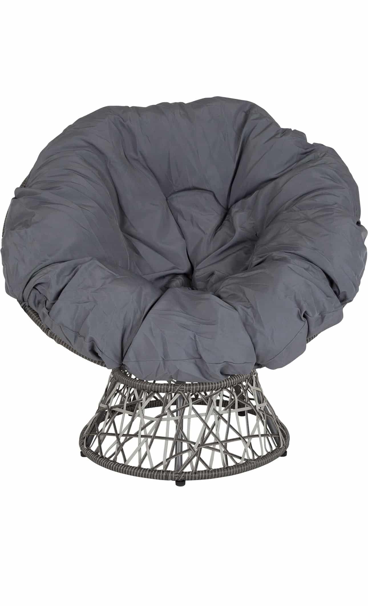 fotoliu de gradina,constructie din otel,material impletitura dinratan artificial, rotativ, perna de culoaregri deschis si negru,78 x 75 x 80 cm