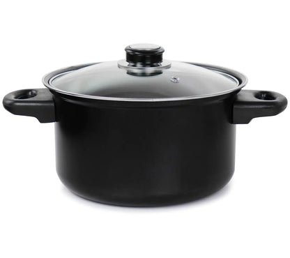 Set vase de gatit, 7 piese, otel carbon, negru