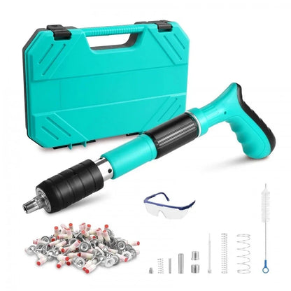 Pistol Pneumatic Fixare Cuie Profesional - Kit Complet cu 50 Nituri si Accesorii - Calibru 7.3cm