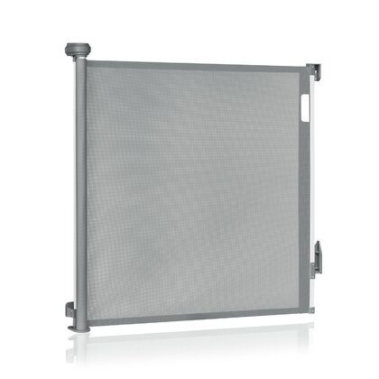 Poartă de Siguranță Textilă Retractabilă JRH, 80×180 cm, Gri Fără Prag, Montaj Universal, Siguranță Copii