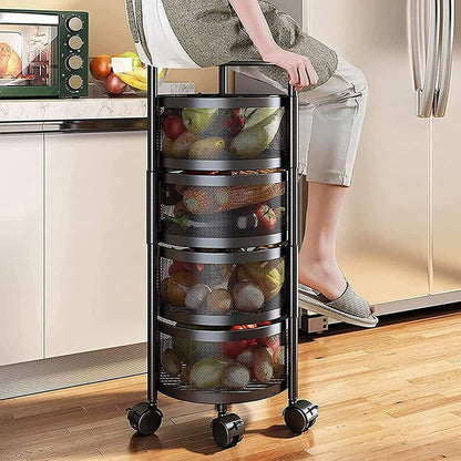 Raft bucatarie mobil cu 4 sertare rotative, organizator legume, organizator bucatarie
