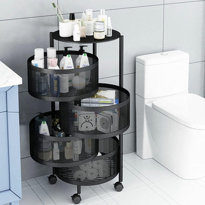 Raft bucatarie mobil cu 4 sertare rotative, organizator legume, organizator bucatarie