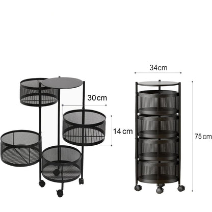 Raft bucatarie mobil cu 4 sertare rotative, organizator legume, organizator bucatarie