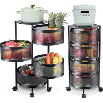 Raft bucatarie mobil cu 4 sertare rotative, organizator legume, organizator bucatarie