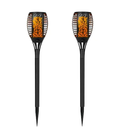 Set 2x Lampa solara tip torta cu efect flacara 51cm