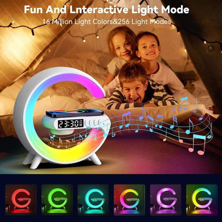 Boxa 3 in 1 Multifunctionala – Ceas desteptator LED cu Incarcarcator Wireless telefon, Bluetooth, Lumini RGB Ambiante, Mini G63