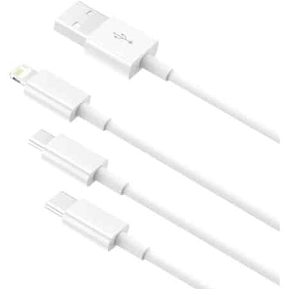 USB cable 3 in 1 JRH SX – 21, USB-micro USB/USB-C/iphone compatible, 3A, 1.2 m, white