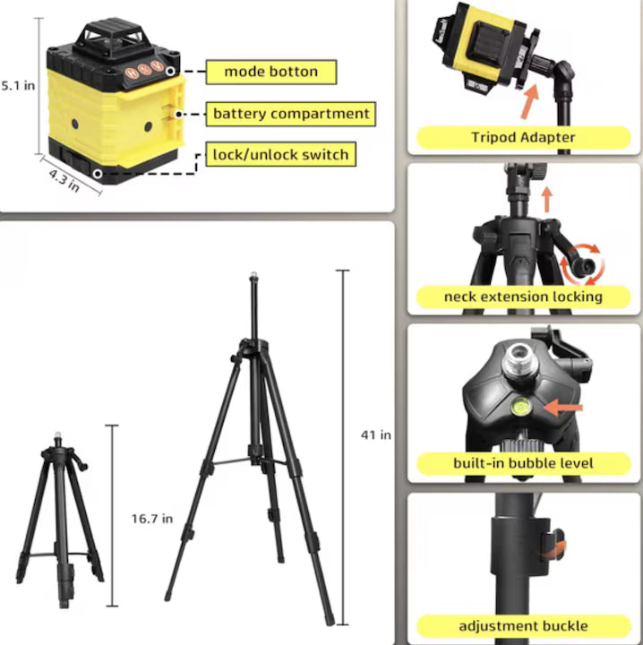 Nivela Laser 3D JRH 16 Linii Verzi Ultra-Precise pentru Profesioniști