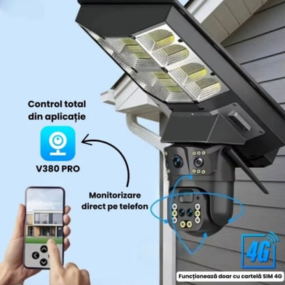 Camera de Supraveghere JRH® 4G Solar, 450W, PTZ, 16000mAh, SIM, Night Vision, Iluminare LED, Slot microSD – Soluția Completă de Securitate Inteligentă pentru Exterior