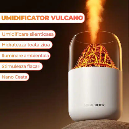 Umidificator Portabil cu Design Flacără – 280ml, Silențios, Ceață Rece, Ideal pentru Cameră Mică, Birou sau Călătorii