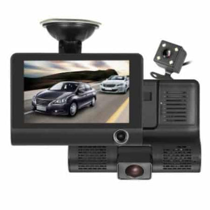 Camera de bord auto DVR Full HD cu 3 obiective fata, spate, interior