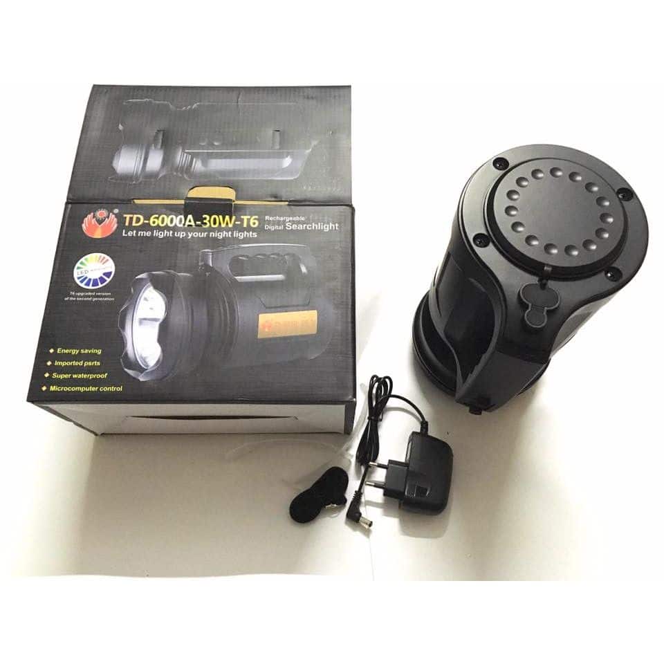 Lanterna profesionala cu LED T6 30 W , acumulator integrat ,negru