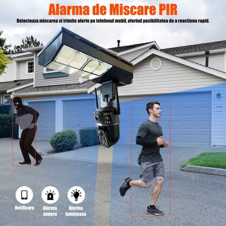 Camera de Supraveghere JRH® 4G Solar, 450W, PTZ, 16000mAh, SIM, Night Vision, Iluminare LED, Slot microSD – Soluția Completă de Securitate Inteligentă pentru Exterior