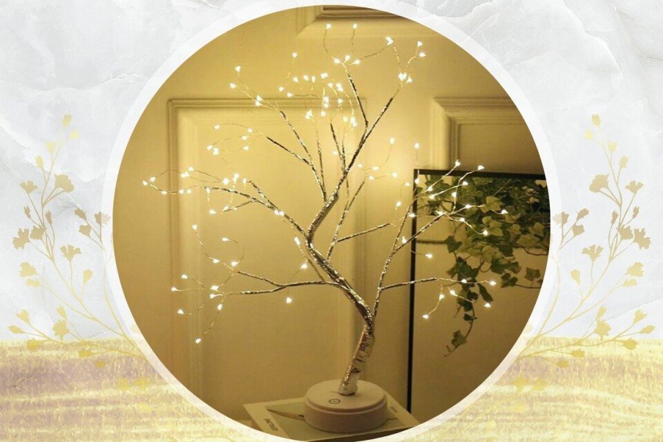 Lumină pentru copac Bonsai cu fulgi de zăpadă – Lampă artificială pentru copac cu fulgi de nea de 20 inchi cu lampă pentru copac cu fulgi de nea cu 60 LED
