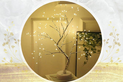 Lumină pentru copac Bonsai cu fulgi de zăpadă – Lampă artificială pentru copac cu fulgi de nea de 20 inchi cu lampă pentru copac cu fulgi de nea cu 60 LED
