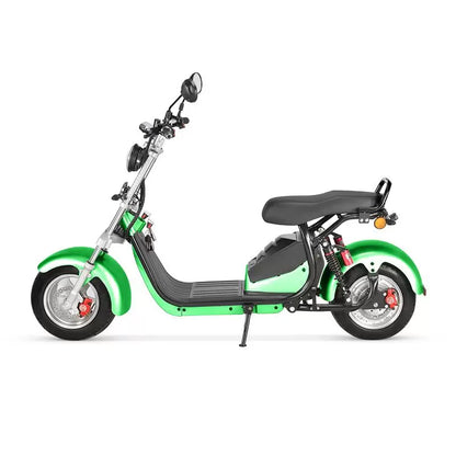 Scuter Electric Harley 1500W, pentru 2 persoane, Suspensie fata spate, cu baterie detasabila 20 AH, Furca Dubla, Far led cu indicator baterie, Telecomanda, Alarma, Albastru